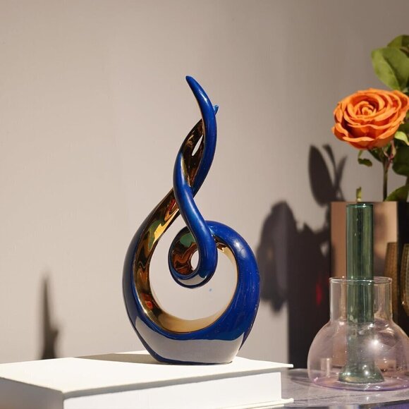 Modern Abstract Art Table Decoration Ceramic Statue Modern Blue Ornaments - Picture 6 of 10